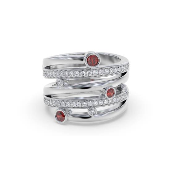 0,60 ct roter Rubin und Diamanten im Zargenfassung-Design-Ring