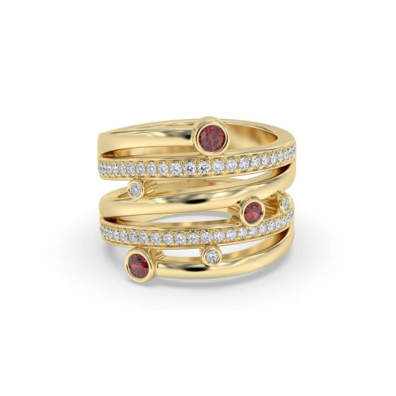 0,60 ct roter Rubin und Diamanten im Zargenfassung-Design-Ring