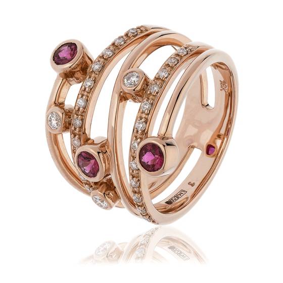 0,70 ct roter Rubin und Diamant-Lünettenfassung-Ring