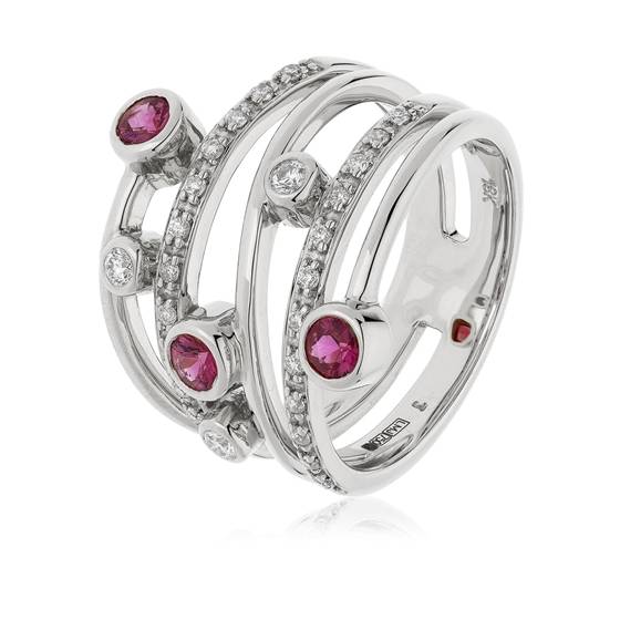 0,70 ct roter Rubin und Diamant-Lünettenfassung-Ring