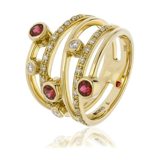 0,70 ct roter Rubin und Diamant-Lünettenfassung-Ring