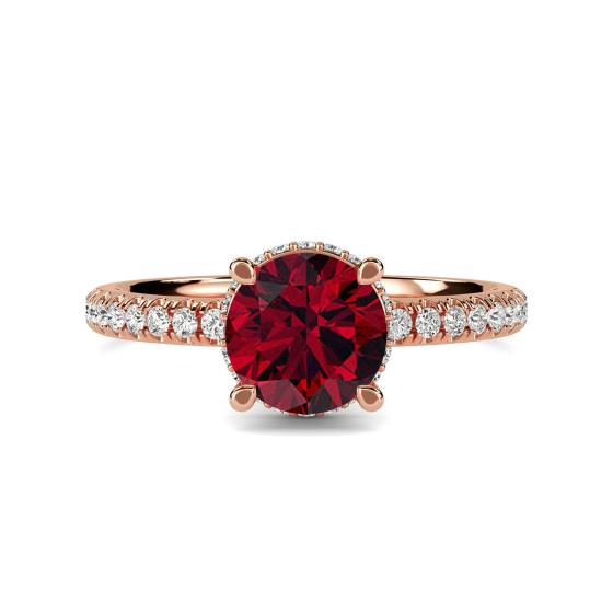 Rubin- und Diamant-Halo-Ring
