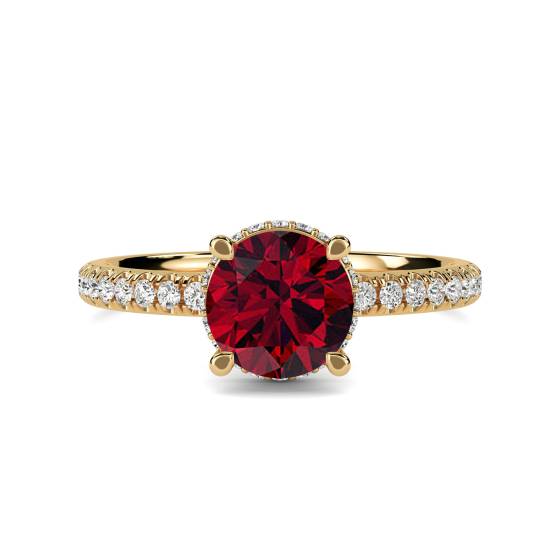 Rubin- und Diamant-Halo-Ring