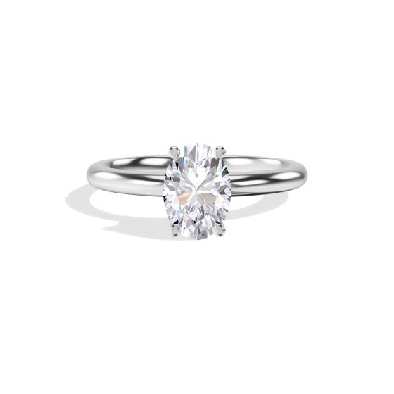 Ovaler Diamantring mit verstecktem Halo und niedriger Fassung