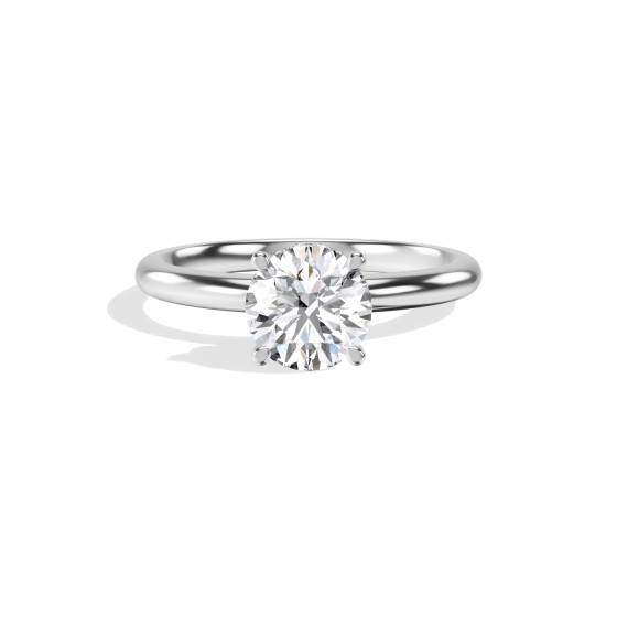 Runder Diamantring mit niedrigem Fassungsrand und verstecktem Halo