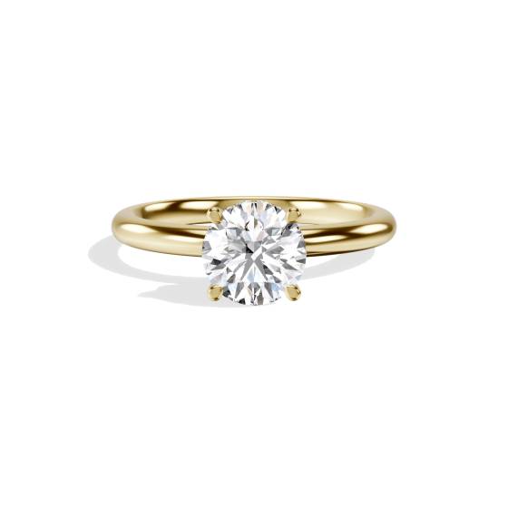 Runder Diamantring mit niedrigem Fassungsrand und verstecktem Halo