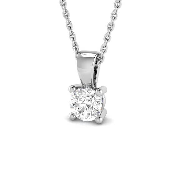 Solitär-Anhänger mit einem runden, natürlichen Diamanten (0,40 ct, SI2/G) in 18-karätigem Weißgold