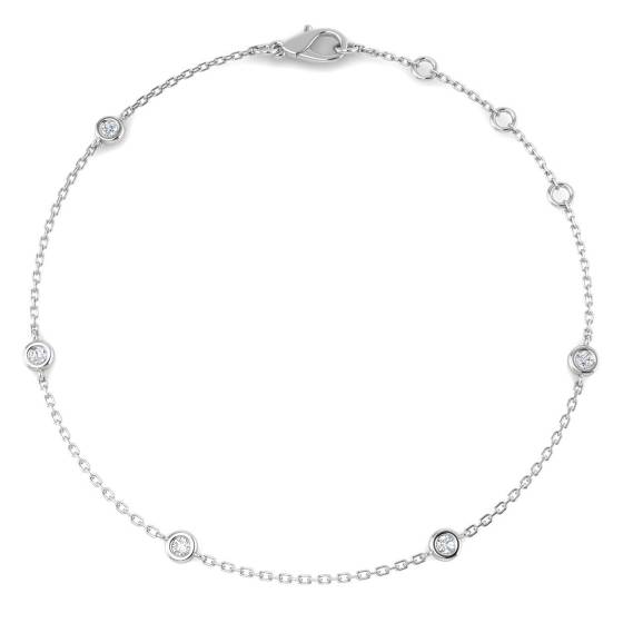 Brillenarmband mit einem runden, natürlichen Diamanten (0,15 ct, SI2/G) in 18-karätigem Weißgold