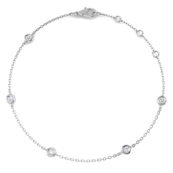 Brillenarmband mit einem runden, natürlichen Diamanten (0,25 ct, SI2/G) in 18-karätigem Weißgold