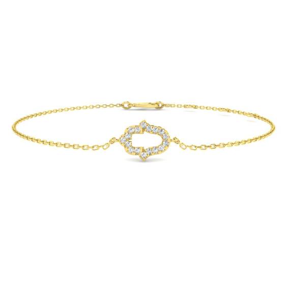 Designer-Armband mit einem runden, natürlichen Diamanten (0,07 ct, SI2/G) in 9-karätigem Gelbgold