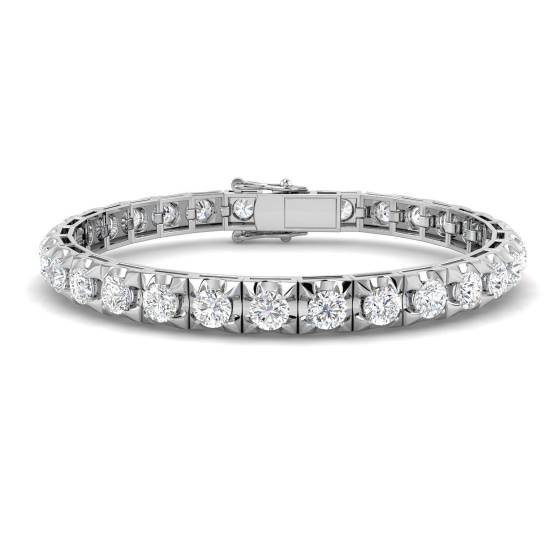 Tennisarmband mit einem 11,43 ct schweren, runden Naturdiamanten (I1/G) in 18-karätigem Weißgold