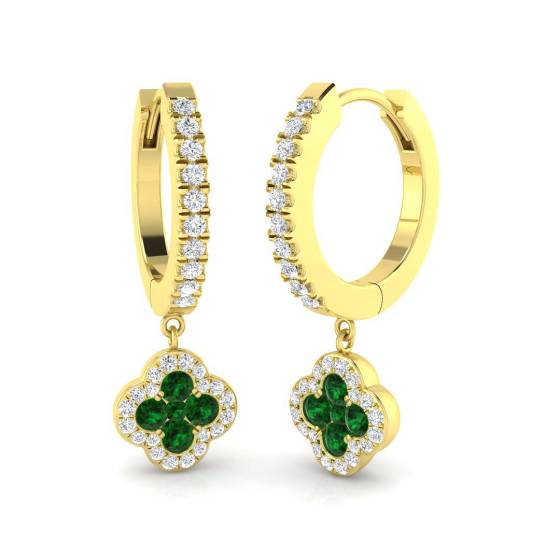 Ohrringe mit rundem, grünem Smaragd (0,73 ct, SI2/G) in 18-karätigem Gelbgold