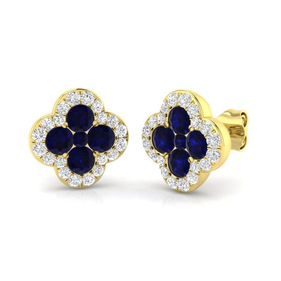 Ohrringe mit einem runden, blauen Saphir (1,87 ct, SI2/G) in 18-karätigem Gelbgold