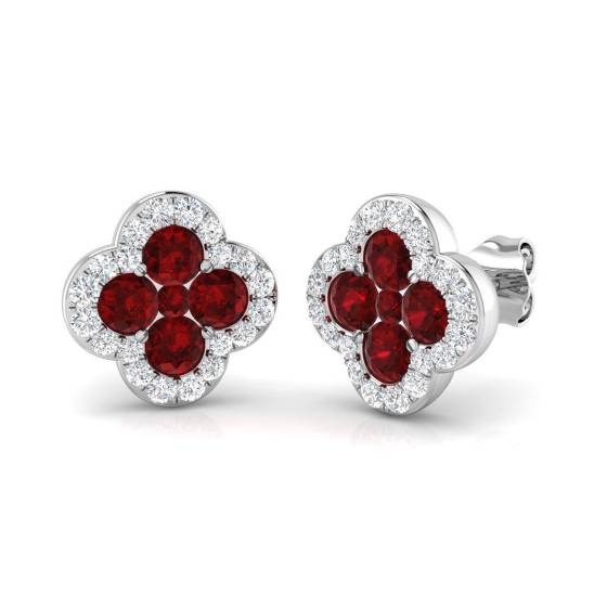 Ohrringe mit einem runden Rubin (2,02 ct, SI2/G) in 18-karätigem Weißgold