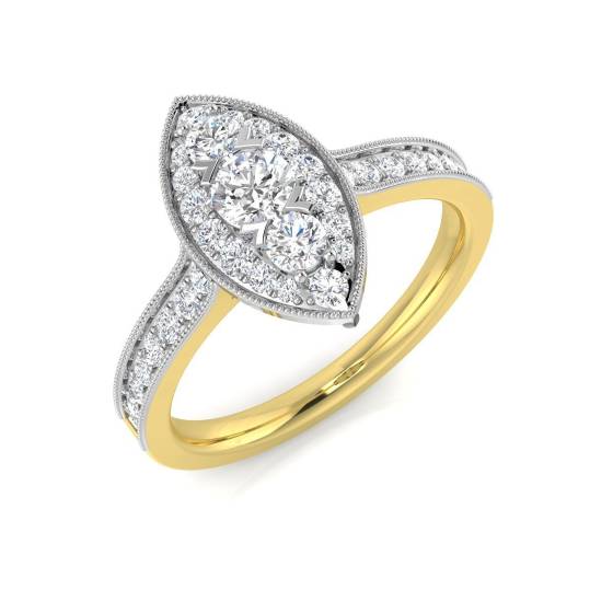 Vintage-Ring mit einem runden, natürlichen Diamanten (0,62 ct, SI2/G) in 18-karätigem Gelbgold