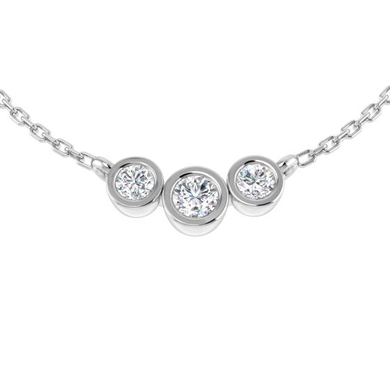 0,37 ct SI2/G Rundschliff-Naturdiamant-Anhänger und Trilogie-Halskette aus 18-karätigem Weißgold