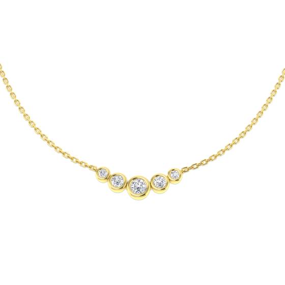 0,40 ct SI2/G Rundschliff-Naturdiamant-Anhänger und Trilogie-Halskette aus 18-karätigem Gelbgold