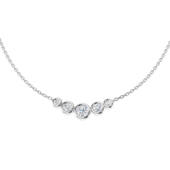 Anhänger und Trilogie-Halskette mit 0,70 ct SI2/G Naturdiamanten im Rundschliff aus 18-karätigem Weißgold