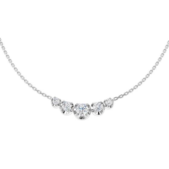 Anhänger und Trilogie-Halskette mit 0,75 ct SI2/G Naturdiamant im Rundschliff aus 18-karätigem Weißgold