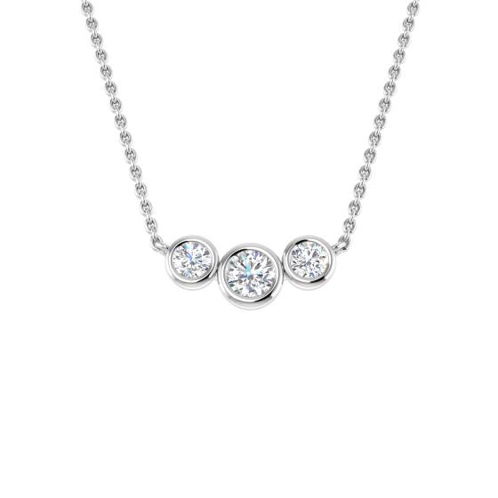 Anhänger und Trilogie-Halskette mit 0,35 ct SI2/G Naturdiamanten im Rundschliff, gefertigt aus 18 Karat Gelbgold