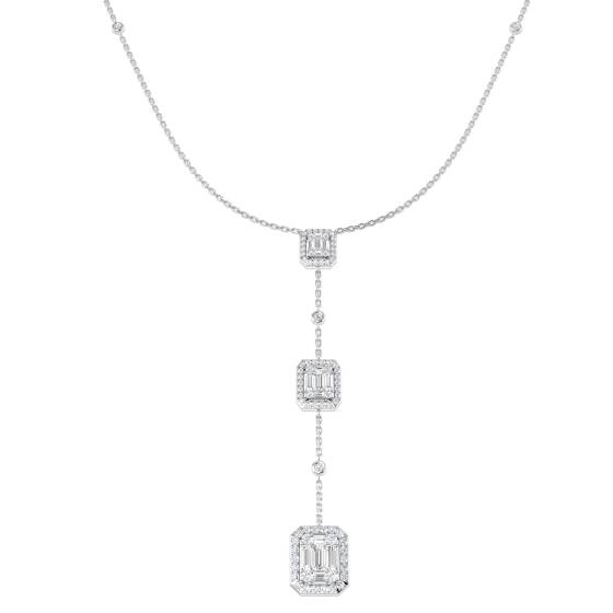 Anhänger und Trilogie-Halskette mit einem 1,17 ct SI2/G runden Naturdiamanten in 18 Karat Weißgold