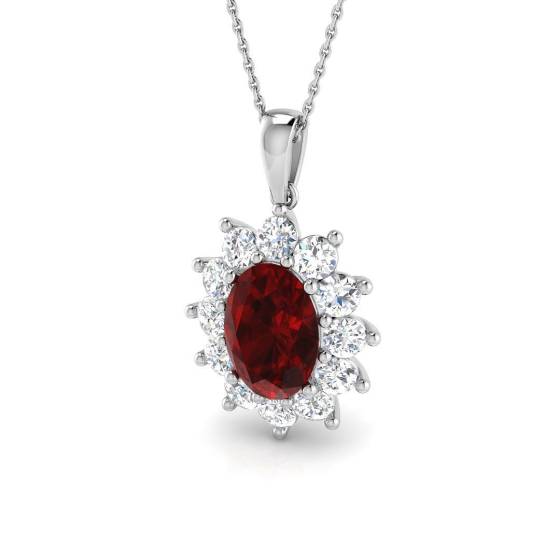 Anhänger mit ovalem Rubin (5,56 ct, SI2/G) in 18-karätigem Weißgold