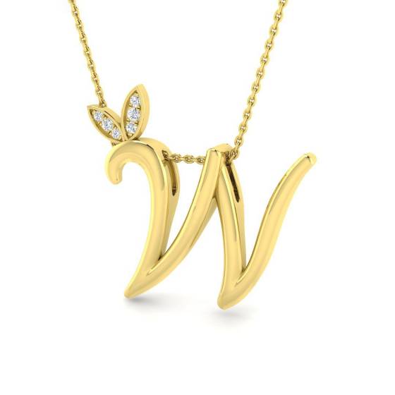 Initialenanhänger mit einem runden, natürlichen Diamanten (0,06 ct, SI2/G) in 9-karätigem Gelbgold