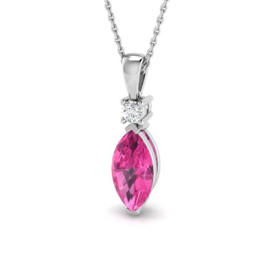 Anhänger mit einem 2,82 ct SI2/G rosa Saphir im Marquise-Schliff in 18-karätigem Weißgold