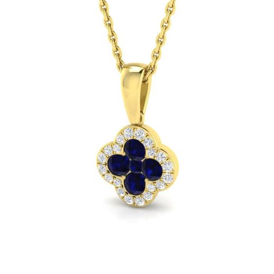 Anhänger mit rundem, blauem Saphir (0,50 ct, SI2/G) in 18-karätigem Gelbgold