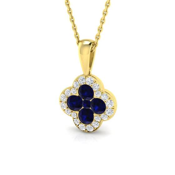 Anhänger mit rundem, blauem Saphir (0,90 ct, SI2/G) in 18-karätigem Gelbgold