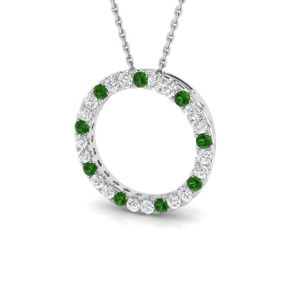 Rundgeschliffener Tsavorit-Edelsteinanhänger (0,61 ct, SI2/G) in 18-karätigem Weißgold