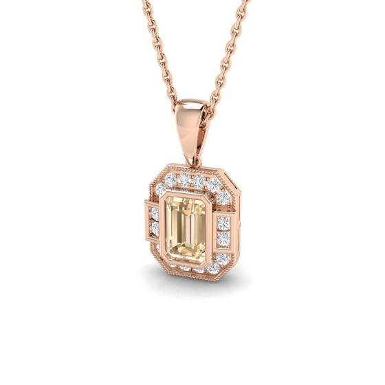 Morganit-Edelsteinanhänger (0,66 ct, I1/G, Smaragdschliff) in 9-karätigem Roségold