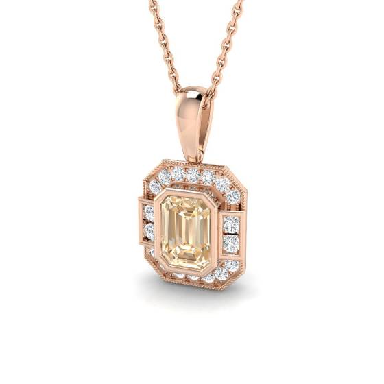 Morganit-Edelsteinanhänger (1,15 ct, I1/G, Smaragdschliff) in 9-karätigem Roségold