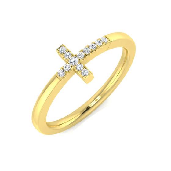 Ring mit einem Cluster aus runden, natürlichen Diamanten (0,06 ct, SI2/G) in 9-karätigem Gelbgold