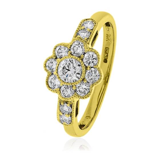 0,45 ct VS/E-F Runder Cluster-Naturdiamantring