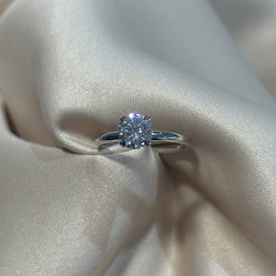 1.14ct VVS1/D Lab Grown Round Diamond Hidden Halo Ring in Platinum