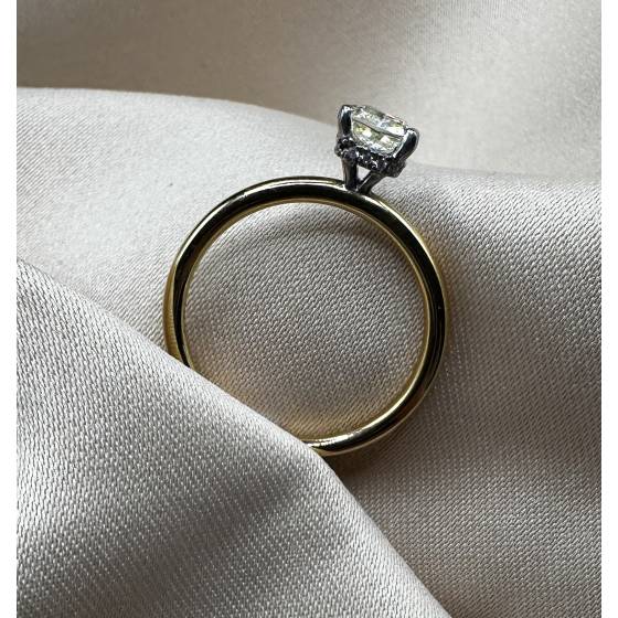 0.80ct VS2/FY Cushion Cut Yellow Diamond Hidden Halo Ring in Platinum