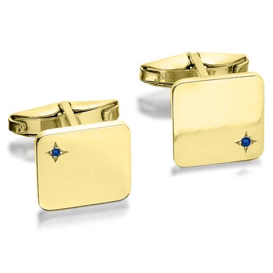 0,02 ct Herren-Manschettenknöpfe mit rundem, blauem Saphir