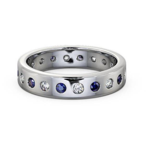 Herrenring mit 1,00 ct blauem Saphir und Diamanten in Lünettenfassung