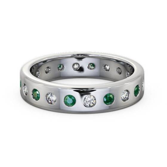 Herrenring mit grünem Smaragd und Diamanten in Lünettenfassung (1,00 ct)