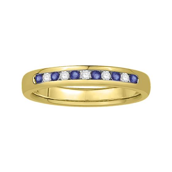 3 mm blauer Saphir und Diamant-Ewigkeitsring