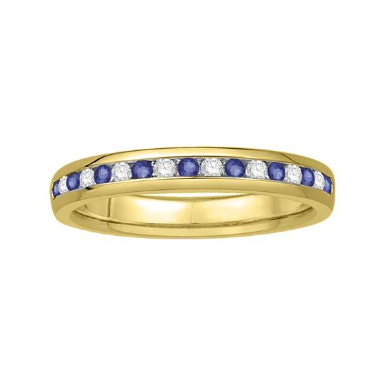 3 mm blauer Saphir und Diamant-Ewigkeitsring