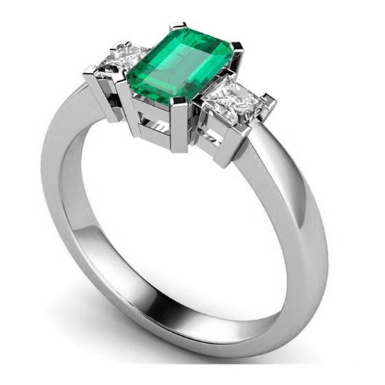 Smaragd- und Diamant-Trilogie-Ring