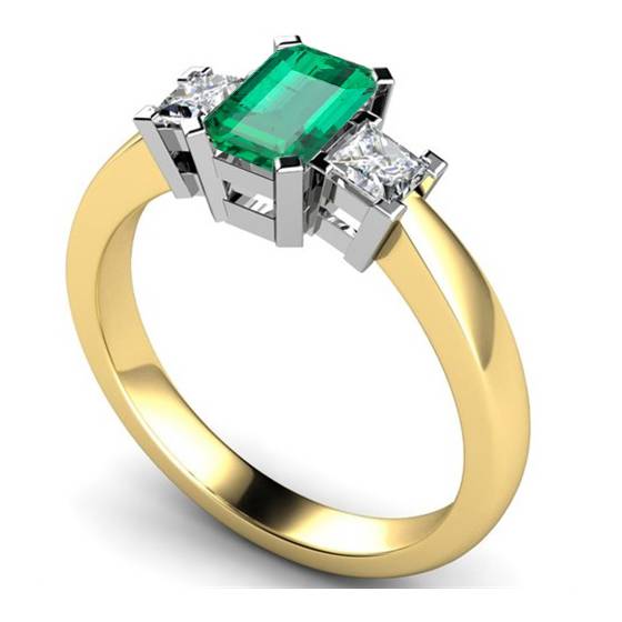 Smaragd- und Diamant-Trilogie-Ring