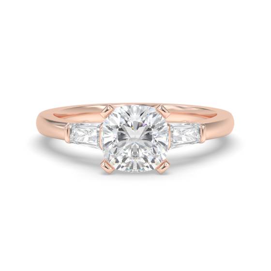 Eleganter Trilogie-Ring mit Kissen- und Baguette-Diamanten