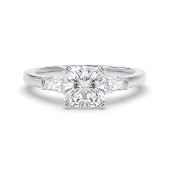 Eleganter Trilogie-Ring mit Kissen- und Baguette-Diamanten