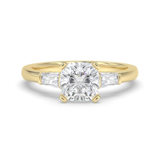 Eleganter Trilogie-Ring mit Kissen- und Baguette-Diamanten