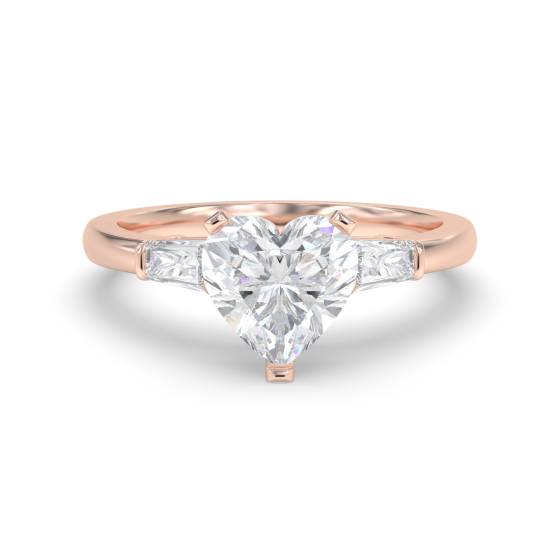 Eleganter Trilogie-Ring mit Herz- und Baguette-Diamanten