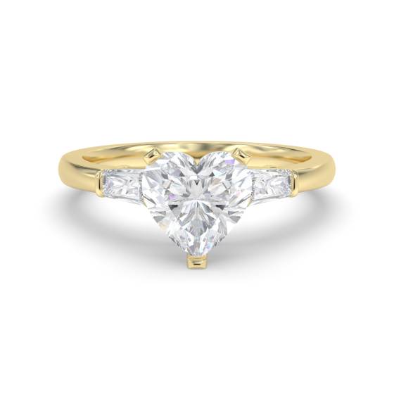 Eleganter Trilogie-Ring mit Herz- und Baguette-Diamanten