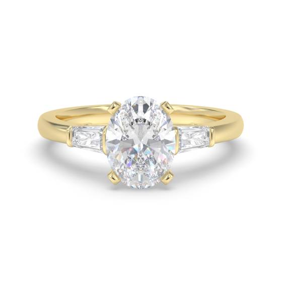 Eleganter Trilogie-Ring mit ovalen und Baguette-Diamanten